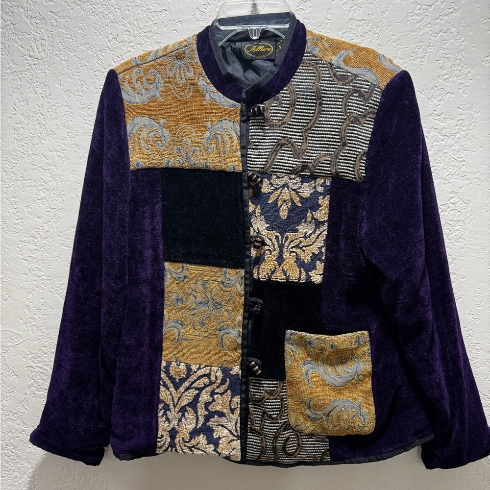 Allure Purple and Black Embroidered Jacket